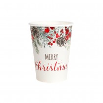 10 GOBELETS CARTON MERRY CHRISTMAS 27CL ROUGE