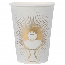 10 GOBELETS COMMUNION CARTON 7.8X9.7CM BLANC OR