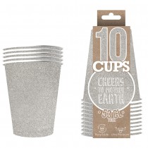 10 GOBELETS XL EN CARTON 53CL - GLITTER ARGENT