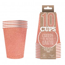 10 GOBELETS XL EN CARTON 53CL - GLITTER ROSE