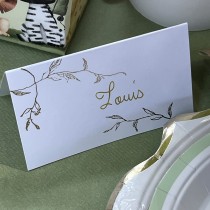 10 MARQUE-PLACES BLANC BRANCHES DORÉES 9.5X5.5CM