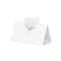 10 MARQUE-PLACES BLANC CUR AJOURÉ 9X6.5CM