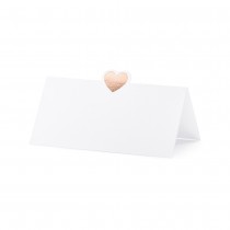 10 MARQUE-PLACES BLANC CŒUR OR ROSE10X5CM