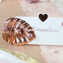 10 MARQUE-PLACES BLANC CŒUR OR ROSE10X5CM
