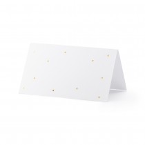 10 MARQUE-PLACES BLANC POIS OR 9.5X5.5CM