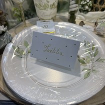 10 MARQUE-PLACES BLANC POIS OR 9.5X5.5CM