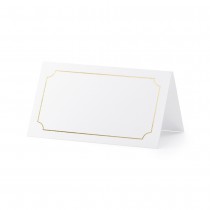 10 MARQUE-PLACES CADRE OR MÉTAL 9.5X5.5CM BLANC