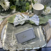 10 MARQUE-PLACES CADRE OR MÉTAL 9.5X5.5CM BLANC