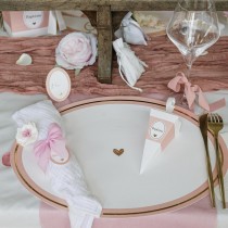10 MARQUE-PLACES CARTON BAPTÊME 5X6.7CM ROSE