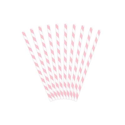 10 PAILLES CARTON RAYÉES CANDY BAR 19.5CM ROSE