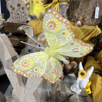 10 PAPILLONS DÉCORATIFS SUR CLIP 5-8CM JAUNE