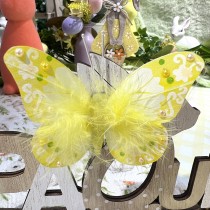 10 PAPILLONS DÉCORATIFS SUR CLIP 5-8CM JAUNE