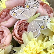 10 PAPILLONS DÉCORATIFS SUR CLIP 5-8CM JAUNE