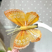 10 PAPILLONS DÉCORATIFS SUR CLIP 5-8CM ORANGE