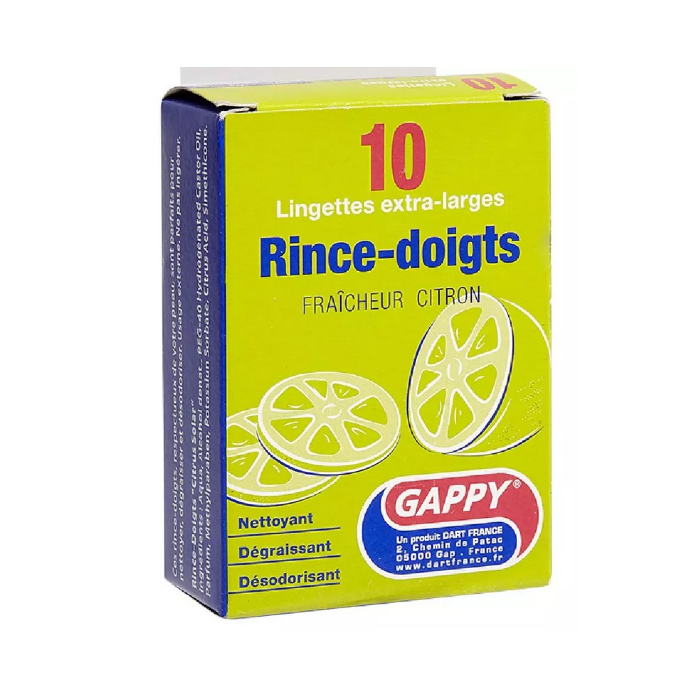 Lingettes Rince-doigts Citron 12 x 16 cm - carton de 1000 unités