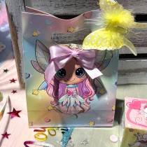 10 SACS CADEAUX PAPIER PETITE FÉE 13X7X18CM COLORÉ