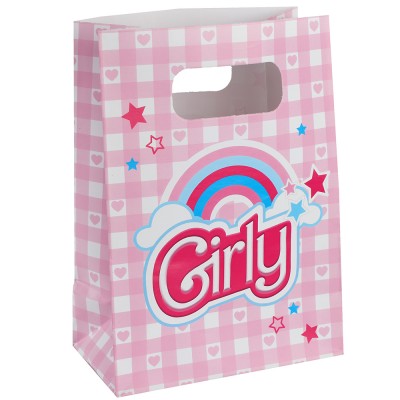 10 SACS CADEAUX PAPIER POUPÉE GIRLY 13X7X18CM ROSE