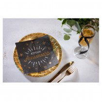 10 SERVIETTES ANNIVERSAIRE HOLOGRAPHIQUE 33CM NOIR