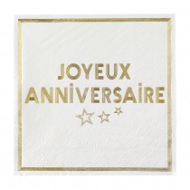 10 SERVIETTES ANNIVERSAIRE PAPIER 16.5X16.5CM