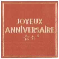 10 SERVIETTES ANNIVERSAIRE STAR 33CM TERRACOTTA