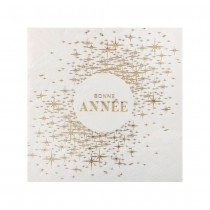10 SERVIETTES PAPIER ANNÉE OR MÉTAL 33CM BLANC