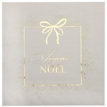 10 SERVIETTES PAPIER NOËL CADEAU 33X33CM IVOIRE