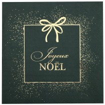 10 SERVIETTES PAPIER NOËL CADEAU 33X33CM VERT