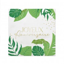 10 SERVIETTES PAPIER TROPICAL PARTY 33CM VERT