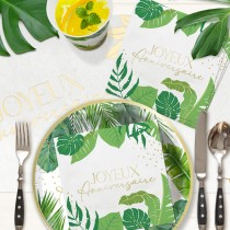 10 SERVIETTES PAPIER TROPICAL PARTY 33CM VERT