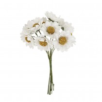 10 TIGES MARGUERITE PAPIER 4X10CM BLANC