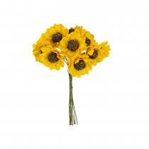 10 TIGES TOURNESOL PAPIER 2X10CM JAUNE