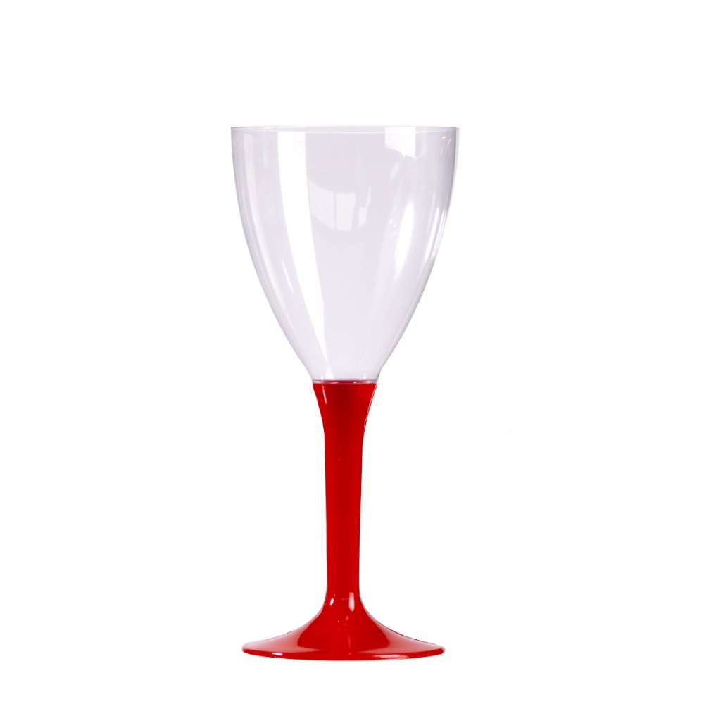 10 VERRES À VIN SUR PIED ROUGE