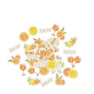 100 CONFETTIS CARTON AGRUME 1.5-3CM JAUNE ORANGE