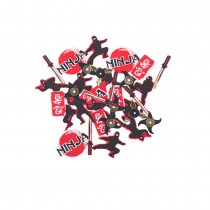 100 CONFETTIS CARTON NINJA 2-3.5CM NOIR ROUGE OR