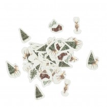 100 CONFETTIS PAPIER NOËL SCANDINAVE 3CM VERT