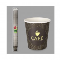 100 VERRES CAFÉ CARTON BIODÉGRADABLE MARRON 200CC