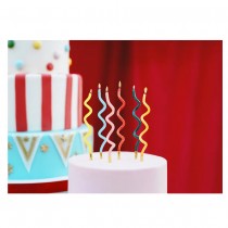 12 BOUGIES TORSADÉES ANNIVERSAIRE 14CM ARC-EN-CIEL