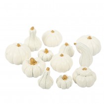 12 CITROUILLES RÉSINE BLANCHES ET OR 2-3.5CM