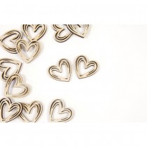 12 CONFETTIS BOIS C?\'UR STYLISÉ 3X2.8X0.4CM NATURE