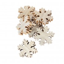 12 CONFETTIS BOIS FLOCONS DE NEIGE 4CM NATURE