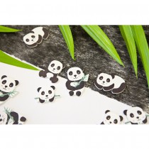 12 CONFETTIS BOIS PANDA 3.5X2.5CM NOIR BLANC