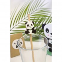 12 DÉCORS POUR PAILLE MOTIF PANDA