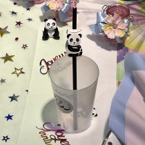 12 DÉCORS POUR PAILLE MOTIF PANDA