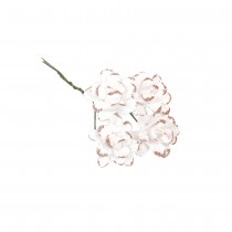12 FLEURS BLANC PAPIER PAILLETÉ 9X2.5CM ROSE GOLD