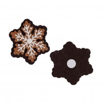 12 FLOCONS DÉCO STICKER BISCUIT 5CM MARRON