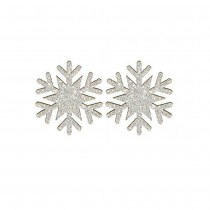 12 MOTIFS FLOCON BOIS 20MM PAILLETÉ ARGENT