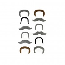 12 MOUSTACHES ADHÉSIVES POILUES MASCARADE