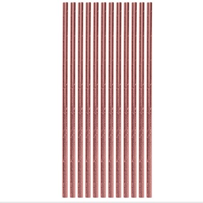 12 PAILLES CARTON 20CM OR ROSE MÉTAL