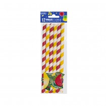 12 PAILLES RAYÉES 18CM ROUGE JAUNE