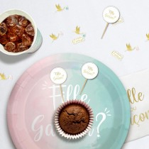 12 PICS DÉCORATIFS BOIS GENDER REVEAL BLANC